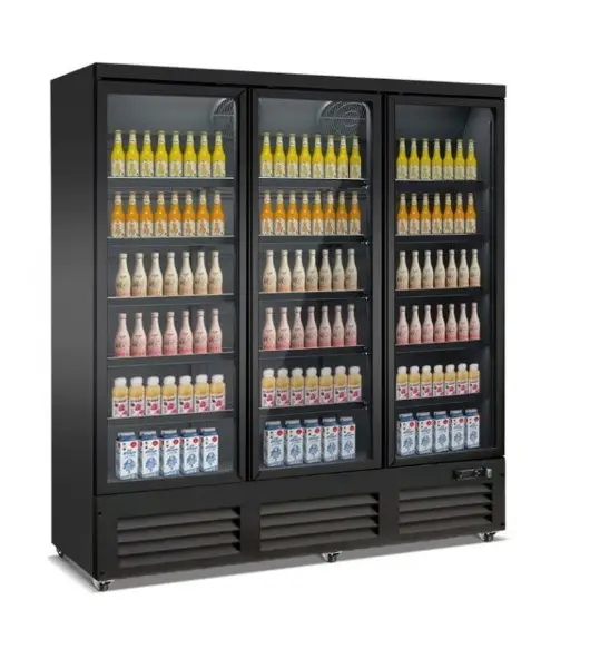Combisteel Koelkast 3 glasdeuren zwart 188 cm * 70 cm * 205 cm Snelle Levering