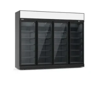 Finale Uitverkoop Combisteel Koelkast 4 glasdeuren zwart ins-2060r bl250 cm * 71 cm * 209 cm