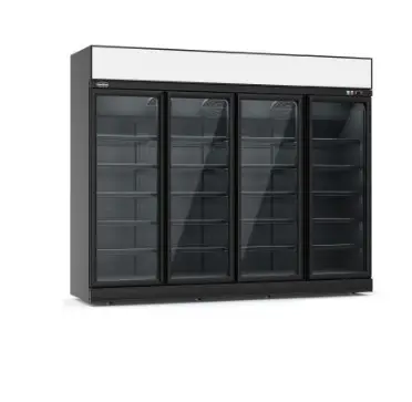 Finale Uitverkoop Combisteel Koelkast 4 glasdeuren zwart ins-2060r bl250 cm * 71 cm * 209 cm