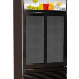 Flitsaanbieding Combisteel Koelkast Zwart | Glazen Schuifdeuren | 780L