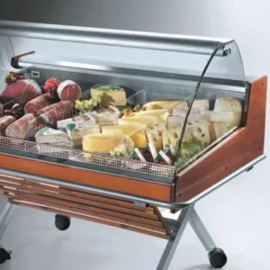 Oscartielle Koeltoonbank Met Gebogen Glasopbouw | Self Service | Stekkerklaar | 126,2x84x(H)110cm Lage Kosten