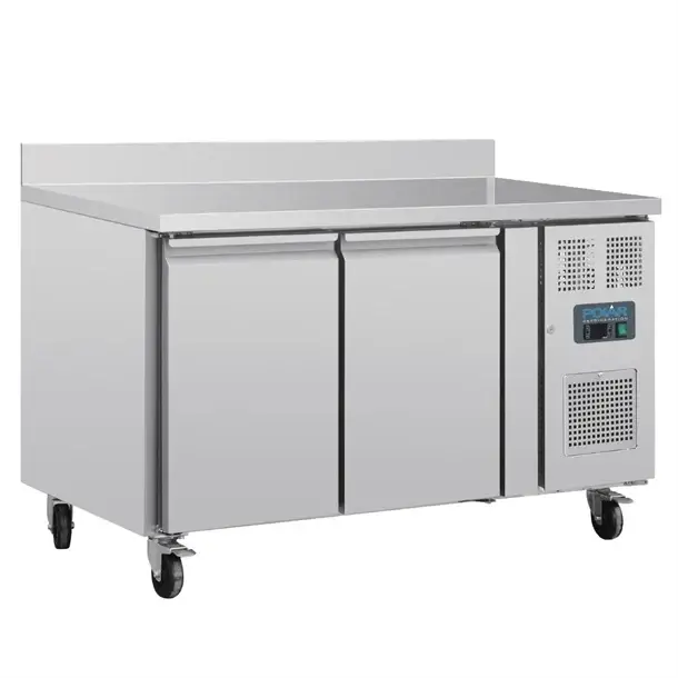 HorecaTraders Dubbele Deurs Koelwerkbank met Achterwand | 205L | 2°C tot +8°C | 95x136x70 cm | A Lage Kosten