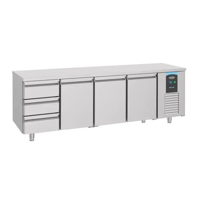 HorecaTraders Koelwerkbank | 3 deuren | 3 laden | 233x70x85 | A Label Koopje