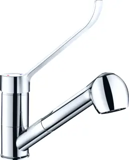 Weekendaanbieding HorecaTraders Professionele Wastafelmengkraan met Uittrekbare Handdouche en Vaste Uitloop