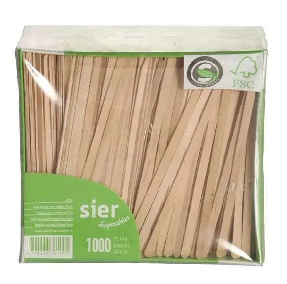 Must-Have HorecaTradersRoerstaafje hout (FSC®) 140 x 5 x 1,2mm (doos 1000)