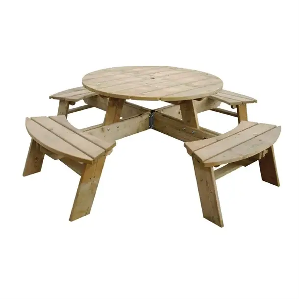 Superprijs Rowlinson ronde houten picknicktafel | 200(Ø)cm