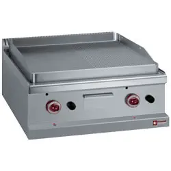 Alleen Vandaag HorecaTraders Rvs braadplaat op gas | Glas/Geribbeld |70x70xh25/32 cm