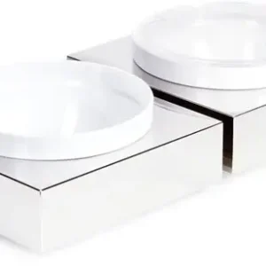 Goedkoop APS RVS Buffetplaat met Witte Melamine Kom | 26,5x26,5cm