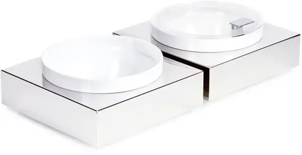 Goedkoop APS RVS Buffetplaat met Witte Melamine Kom | 26,5x26,5cm