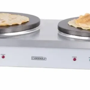 Casselin RVS Dubbele Elektrische Crêpe | 2x40cmØ | 230 volt Beperkt Aanbod