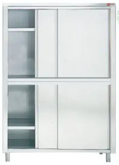 Uitverkoop HorecaTraders RVS opbergkast met 4 schuifdeuren | 60 cm diep