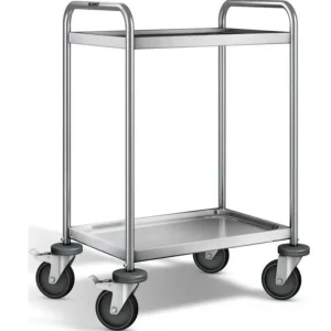 Hoge Kwaliteit B.PRO RVS serveerwagen | 2 plateaus | 70x50x95 cm