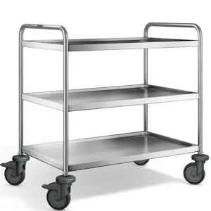Snelle Levering B.PRO RVS serveerwagen | 3 plateaus | 100x65x95 cm