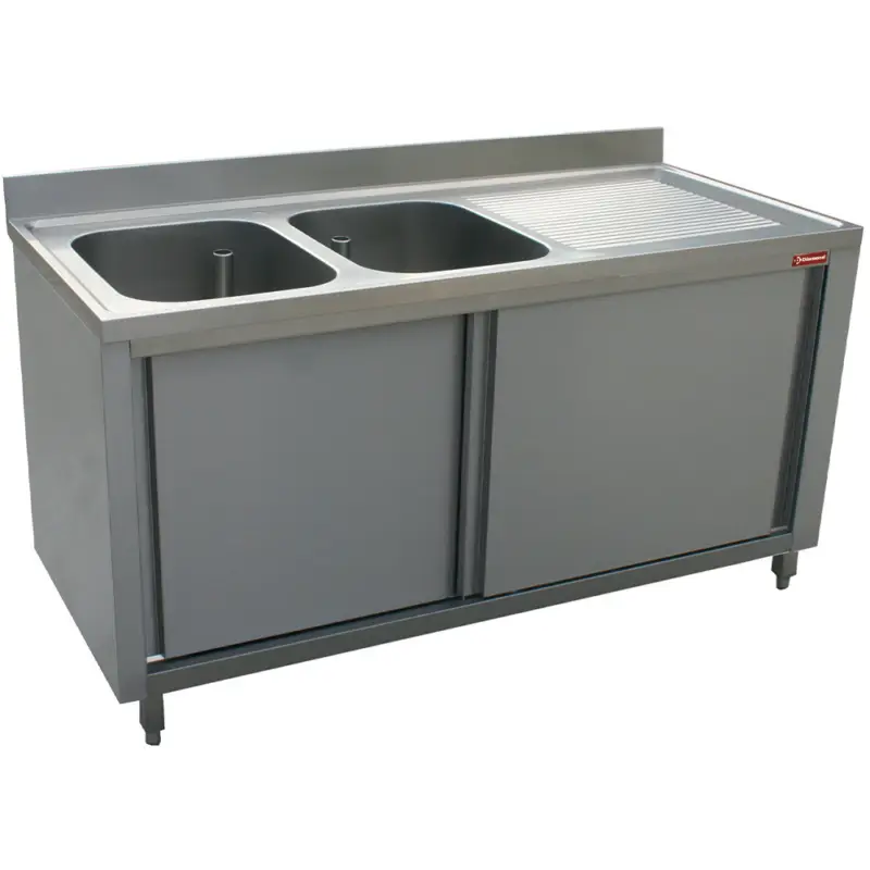 Hete Deal HorecaTraders RVS Spoeltafel | 2 Spoelbakken Links | 160x70x88 cm