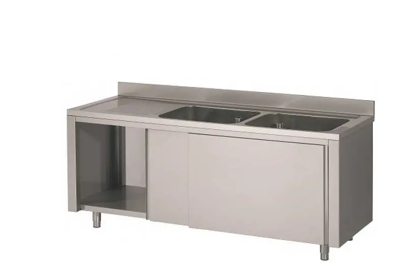 HorecaTraders RVS Spoeltafel | 2 spoelbakken rechts 160x60x90 cm Rechtstreeks Van De Fabrikant