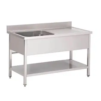 Goedkoop HorecaTraders RVS spoeltafel met onderblad | spoelbak links | 160x70x85 cm