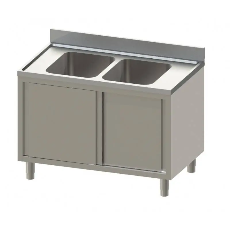 HorecaTraders RVS Spoeltafel met Onderkast | Spoelbak Midden | 200x70x90 cm Premium