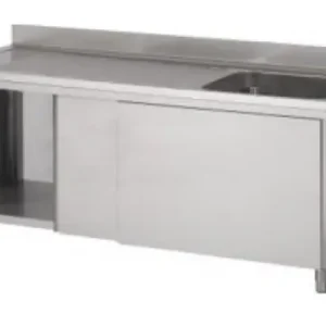 HorecaTraders RVS Spoeltafel met Onderkast Spoelbak Rechts | 120x70x90 cm Beperkte Voorraad