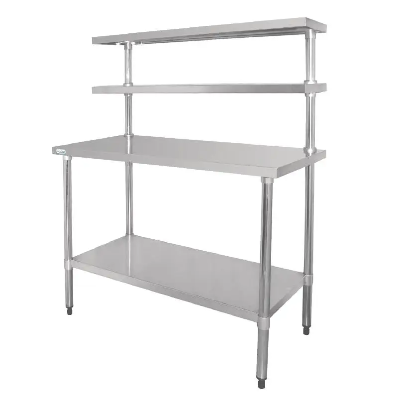Tijdelijk Beschikbaar Vogue RVS Werktafel met Wandplanken | 120 x 150 x 60 cm