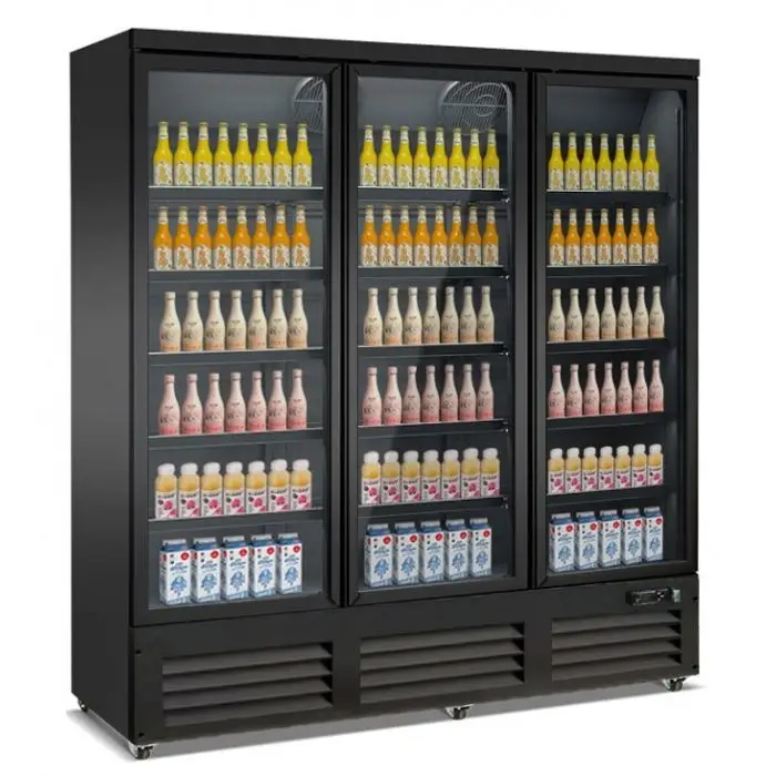Veilige Betaling HorecaTraders Vrieskast met 3glasdeuren | zwart | 1880x705x2050(h) mm