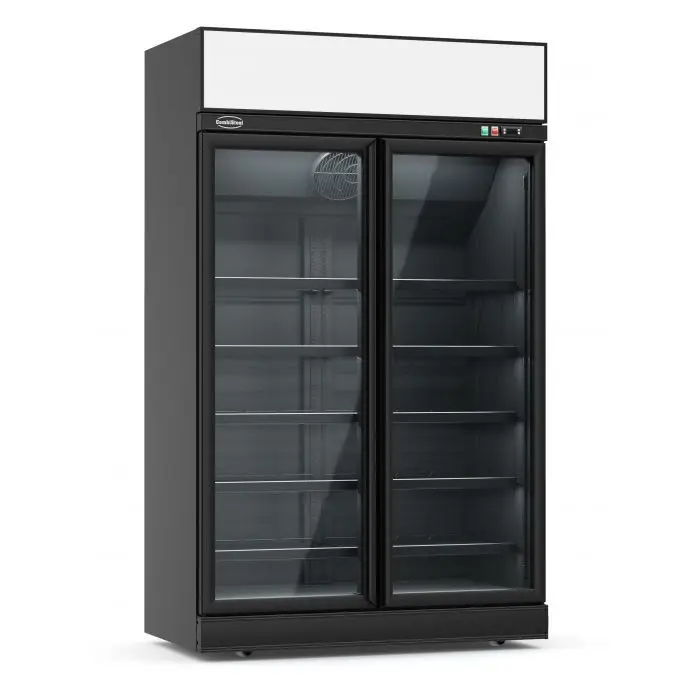 Merkproduct Combisteel Vrieskast met glazen deuren | zwart | 1253 x 710 x 2092 (h) mm