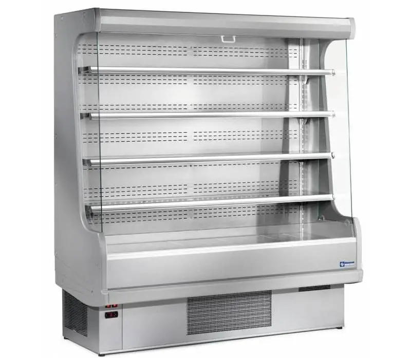 HorecaTraders Wandkoelmeubel met 4 schappen - RVS/Staal - Grijs - Geventileerde verdamper Populair