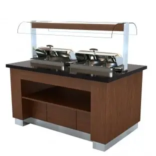 Betaalbaar Combisteel Warm buffet van wengéhout | GN 2x 1/1