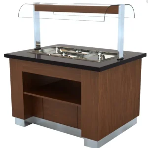 Combisteel Warm buffet van wengéhout | GN 3x 1/1 Hoge Kwaliteit