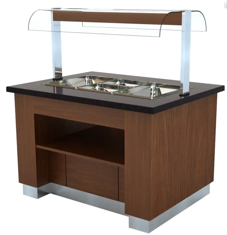 Combisteel Warm buffet van wengéhout | GN 3x 1/1 Hoge Kwaliteit