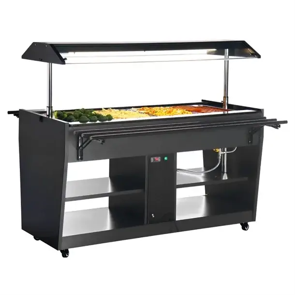 HorecaTraders Warmhoud Buffet | Zwart | 4x 1/1GN | 135,6(h) x 105,8(b) x 74(d)cm Gratis Retour