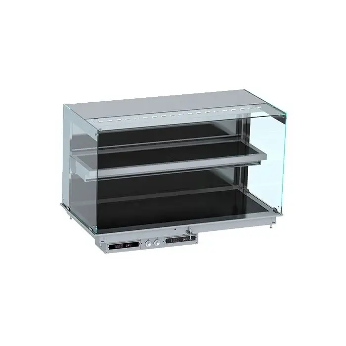 Exclusieve Aanbieding Combisteel Warmhoud vitrine recht wandmodel | Zwart | 30 tot 120ºC