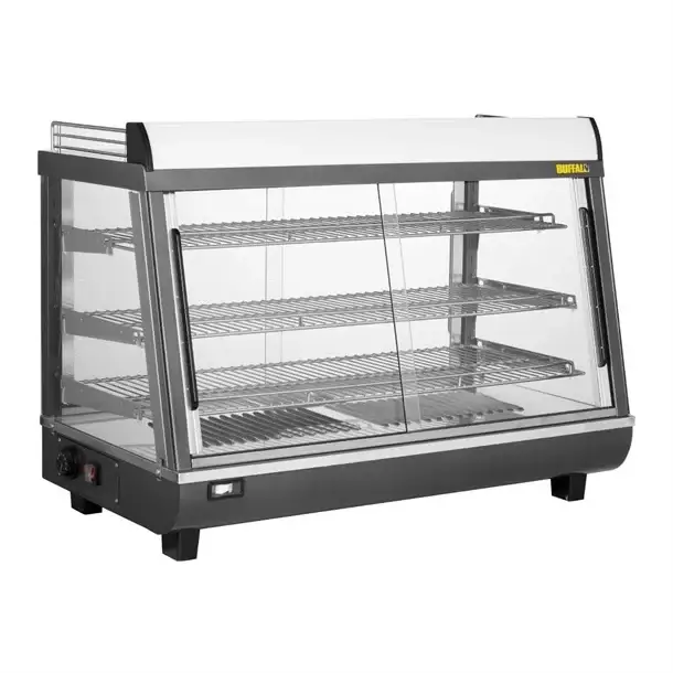 Buffalo Warmhoudvitrine Deurmerchandiser Voor En Achter 136Ltr66,25h x 91,5b x 48,4d cm Op = Op