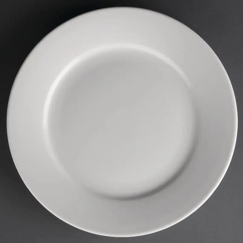Uitverkoop Athena Wit porselein bord met brede rand | 23 cm (stuks 12)