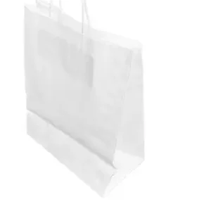 Alleen Vandaag HorecaTraders Recyclebare witte papieren draagtas met gedraaid handvat – groot 255x305 mm – 250 stuks