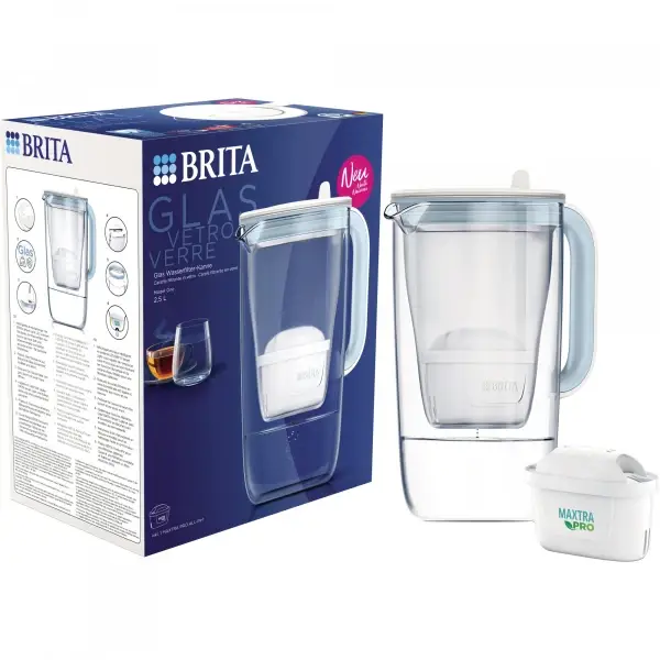 BRITA Glazen Waterfilterkan + MAXTRA PRO Waterfilter Goedkoop