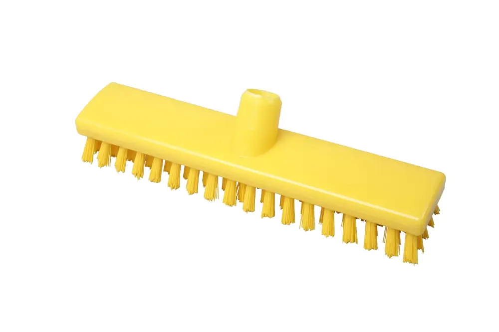 Direct Verzonden FBK HACCP kleurcode schrobber met harde vezels geschikt voor hardnekkige reiniging van vloeren en wanden 300 x 60 mm, hard, Geel 23153