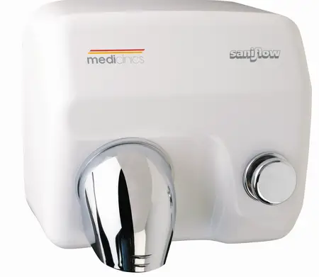 Mediclinics Handendroger wit drukknop Betrouwbaar