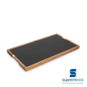 Betaalbaar SupremInox Bord in hout met leisteen 32,5x17,5cm