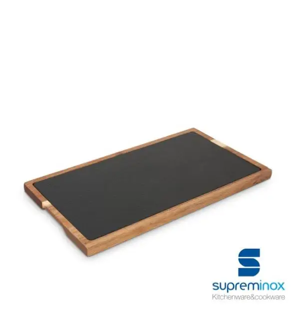 Betaalbaar SupremInox Bord in hout met leisteen 32,5x17,5cm