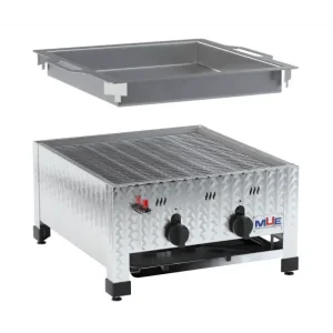 MUE Gasgrill 2-brander tafelmodel + inox pan Actieprijs