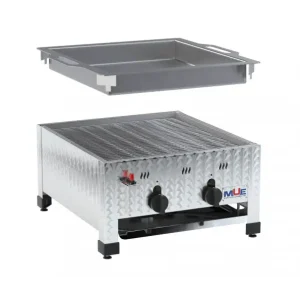Alleen Vandaag MUE Gasgrill 2-brander tafelmodel + ijzeren pan