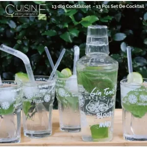 Cocktailset 13-delig 4 glazen + shaker Beperkt Aanbod