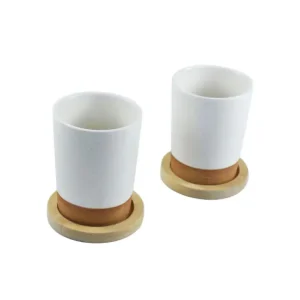 Shop Nu Mok ecru + onderzet bamboe 180ml | 2 stuks