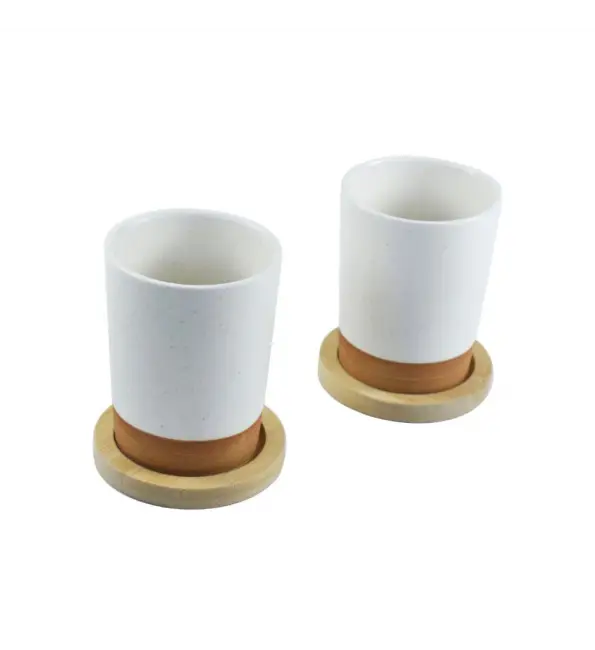 Shop Nu Mok ecru + onderzet bamboe 180ml | 2 stuks