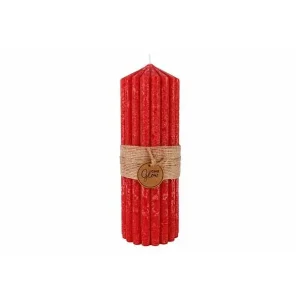 Cosy@Home Kaars ribble rood 90h 7x7xH20cm Weekendaanbieding