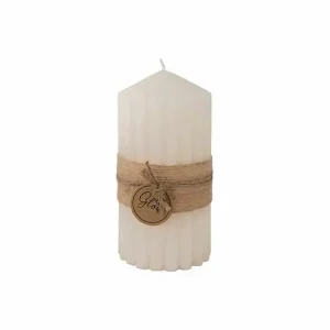 Laatste Kans Cosy@Home Kaars ribble crème 60h 7x7xH14cm