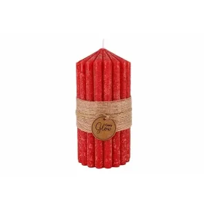 Tijdelijk Beschikbaar Cosy@Home Kaars ribble rood 60h 7x7xH14cm