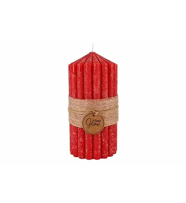 Tijdelijk Beschikbaar Cosy@Home Kaars ribble rood 60h 7x7xH14cm