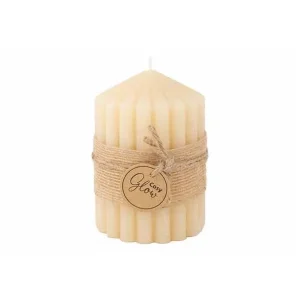 Gecertificeerd Cosy@Home Kaars ribble beige 40h 7x7xH10cm