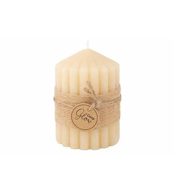 Gecertificeerd Cosy@Home Kaars ribble beige 40h 7x7xH10cm